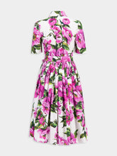 Dolce & Gabbana Peonie Fuchsia Cotton Midi Dress