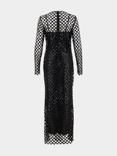 Dolce & Gabbana Black Sequin Mesh Long Sleeve Maxi Dress