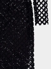Dolce & Gabbana Black Sequin Mesh Long Sleeve Maxi Dress