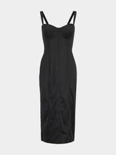 Dolce & Gabbana Black Satin Calf-Length Corset Dress