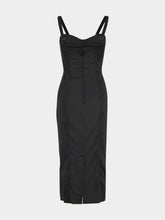 Dolce & Gabbana Black Satin Calf-Length Corset Dress
