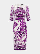 Dolce & Gabbana Majolica-Print Fitted Charmeuse Dress