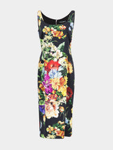 Dolce & Gabbana Floral Print Fitted Satin Dress