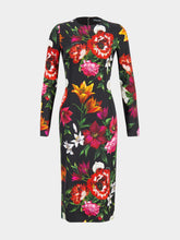 Dolce & Gabbana Floral Print Long-Sleeve Satin Dress