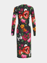 Dolce & Gabbana Floral Print Long-Sleeve Satin Dress