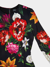 Dolce & Gabbana Floral Print Long-Sleeve Satin Dress