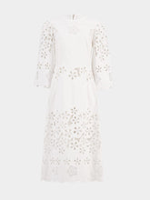 Dolce & Gabbana White Cotton Calf-Length Dress with Cut-Out Detailing