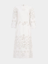 Dolce & Gabbana White Cotton Calf-Length Dress with Cut-Out Detailing