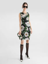 Dolce & Gabbana Black Gardenia-Print Chiffon Midi Dress
