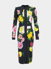 Dolce & Gabbana Peony and Rose Calf-Length Cady Shirt Dress