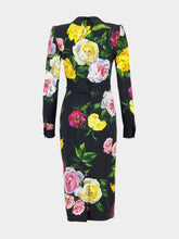 Dolce & Gabbana Peony and Rose Calf-Length Cady Shirt Dress