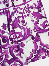 Dolce & Gabbana Purple Majolica Print Poplin Midi Dress