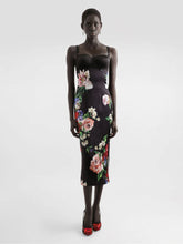Dolce & Gabbana Black Floral Satin Slip Dress with Bra Detail