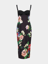 Dolce & Gabbana Black Floral Satin Slip Dress with Bra Detail