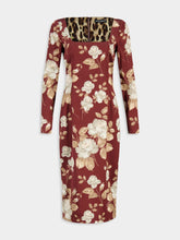 Dolce & Gabbana Vintage Rose-Print Satin Midi Dress