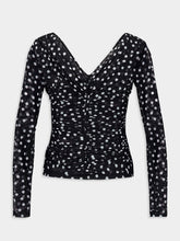 Dolce & Gabbana Black Polka-Dot Tulle Top with Wrap-Front Neckline