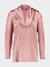 Dolce & Gabbana Pink Silk Satin Blouse with Shawl Neck
