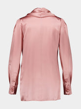 Dolce & Gabbana Pink Silk Satin Blouse with Shawl Neck