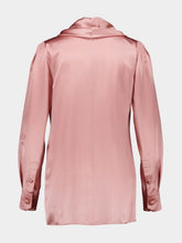 Dolce & Gabbana Pink Silk Satin Blouse with Shawl Neck