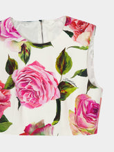 Dolce & Gabbana White Cotton Crop Top with Rose Print