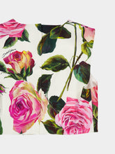 Dolce & Gabbana White Cotton Crop Top with Rose Print