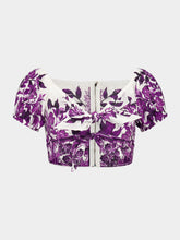 Dolce & Gabbana Majolica-Print Off-Shoulder Poplin Top