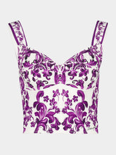 Dolce & Gabbana Majolica-Print Poplin Bustier Top