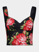 Dolce & Gabbana Rose Bouquet Cotton Bustier Top