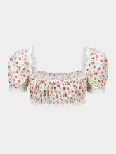 Dolce & Gabbana Small Rose Print Poplin Crop Top