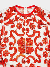 Dolce & Gabbana Orange Majolica Print Silk Wrap Blouse