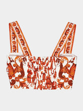 Dolce & Gabbana Orange Majolica-Print Cotton Crop Top