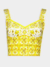 Dolce & Gabbana Majolica Print Cotton Corset Top