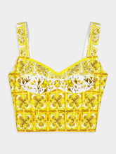 Dolce & Gabbana Majolica Print Cotton Corset Top