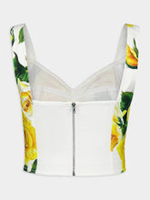 Dolce & Gabbana Yellow Rose Print Corset Top