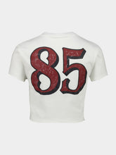 Dolce & Gabbana White Cropped Jersey T-Shirt with "Doll" Print