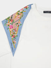Dolce & Gabbana White Cotton T-Shirt with Floral Twill