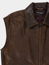 Dolce & Gabbana Brown Sleeveless Leather Jacket