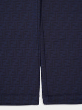 Fendi Navy Blue Casual Fit FF Allover Cotton Trousers