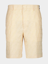 Fendi Yellow Linen Jacquard Bermuda Shorts