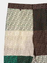 Fendi Green and Brown Patchwork Linen Bermuda Shorts