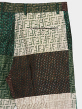 Fendi Green and Brown Patchwork Linen Bermuda Shorts