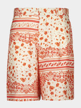 Fendi White and Coral Bandana Silk Bermuda Shorts