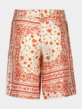 Fendi White and Coral Bandana Silk Bermuda Shorts