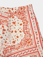 Fendi White and Coral Bandana Silk Bermuda Shorts