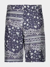 Fendi White and Blue Bandana Silk Bermuda Shorts
