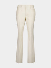 White Wool Gabardine Straight-Leg Trousers | PDP - Fashion Clinic