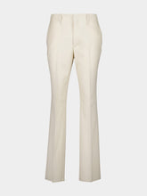 White Wool Gabardine Straight-Leg Trousers | PDP - Fashion Clinic