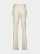 White Wool Gabardine Straight-Leg Trousers | PDP - Fashion Clinic