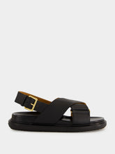 Marni Black Leather Fussbett Sandals