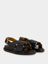 Marni Black Leather Fussbett Sandals